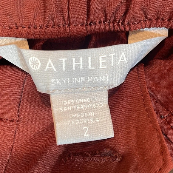 Athleta Skyline Pants Rust Red Paper bag Tie Belt size size 2 - Picture 5 of 9